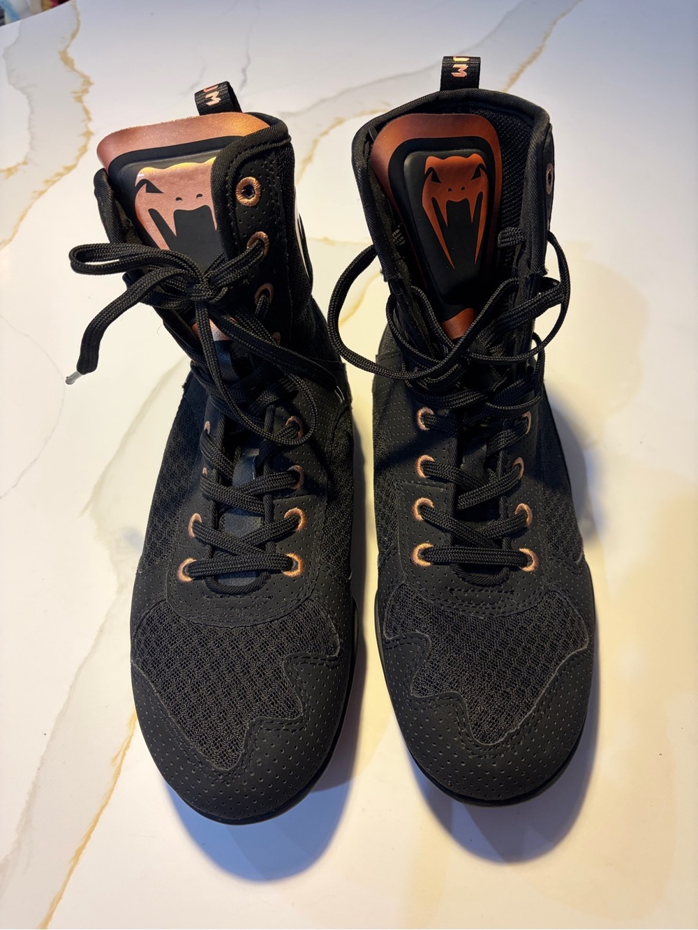 Venum Elite Men's Black and Copper High-Top boxing Training Shoes